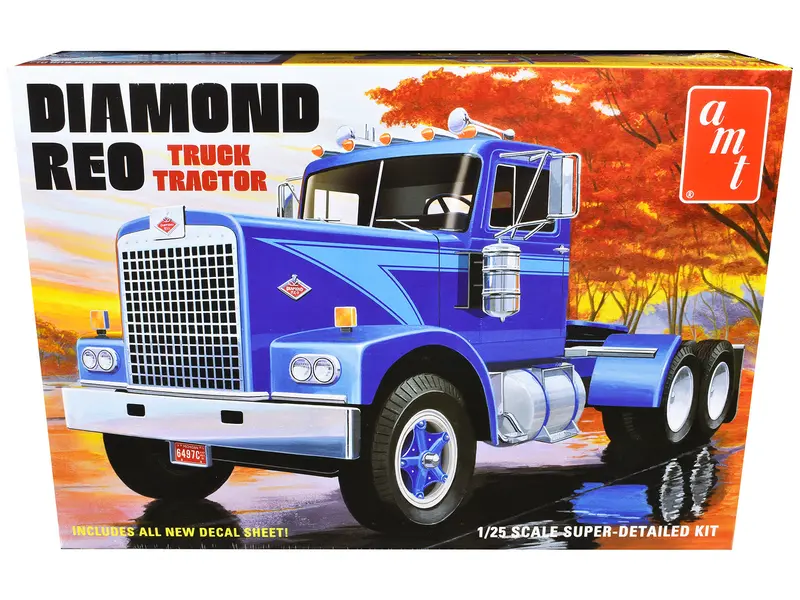 Skill 3 Model Kit Diamond Reo Truck Tractor 1/25 Scale Model By Amt 1