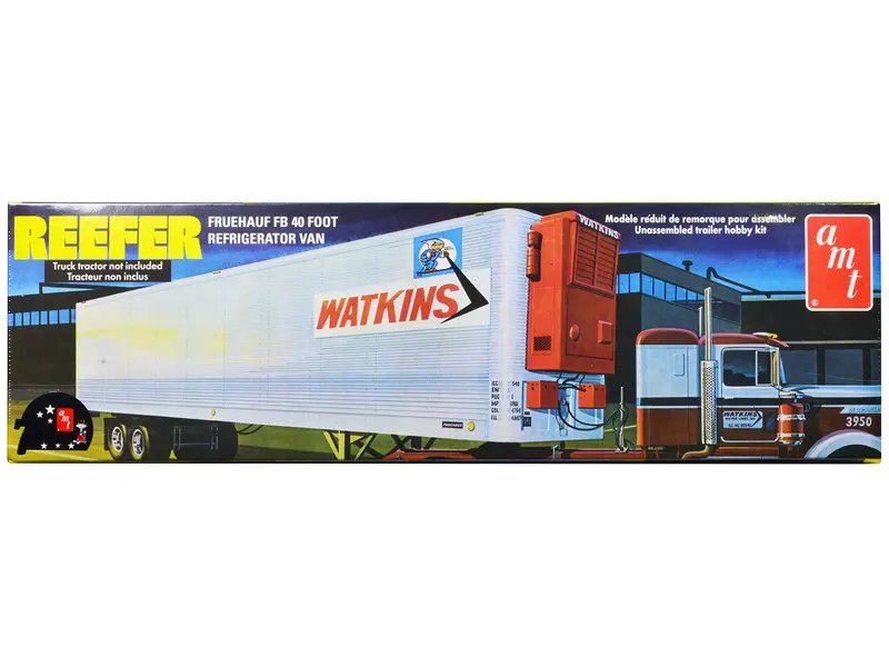Skill 3 Model Kit Fruehauf Fb 40' Refrigerated Trailer "Watkins Motor Lines" 1/25 Scale Model By Amt 1