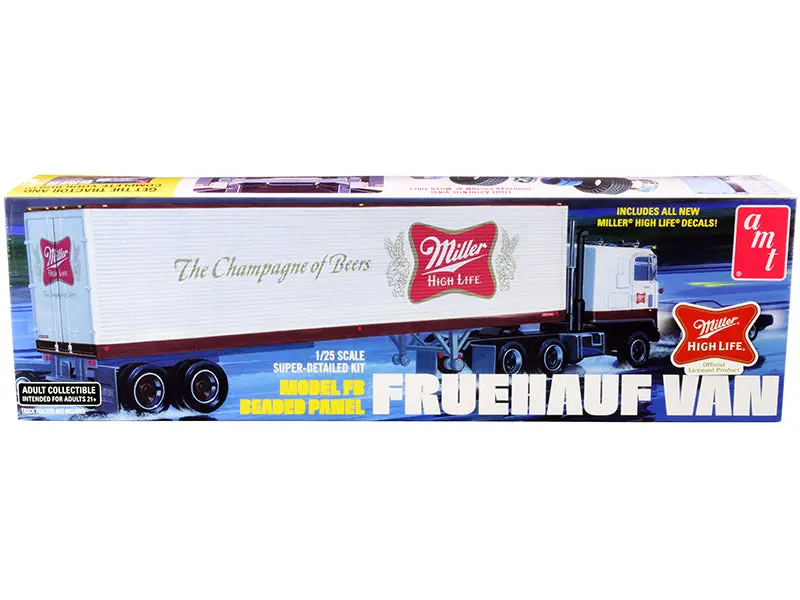 Skill 3 Model Kit Fruehauf Fb Beaded Panel Van Trailer "Miller" 1/25 Scale Model By Amt 1