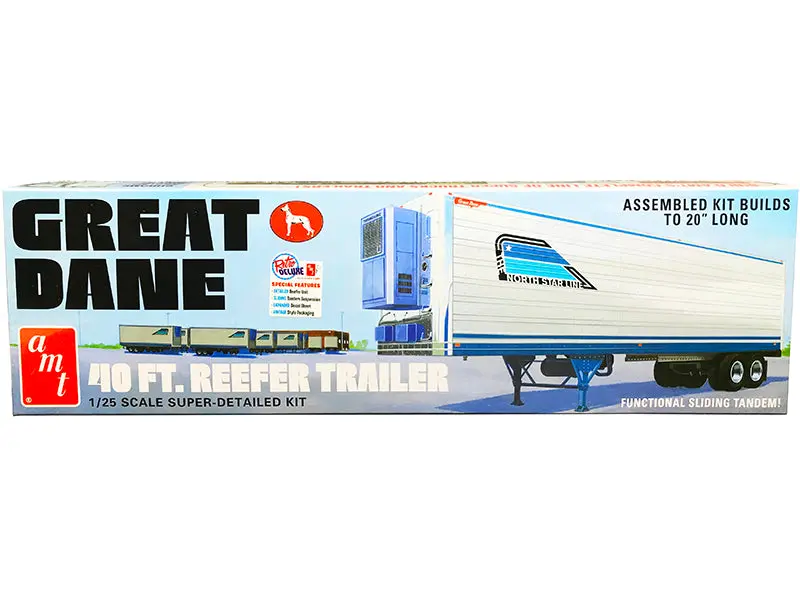 Skill 3 Model Kit Great Dane 40 Ft. Reefer Refrigerated Trailer 1/25 Scale Model By Amt 1
