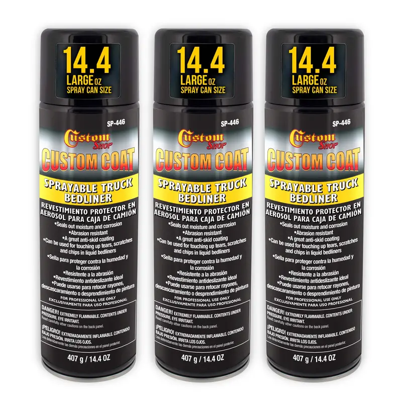 Sprayable Bedliner For Truck Beds & Touch-Ups (3 Pack) - 14.4Oz Aerosol Can, Durable, Bed Liner - Spray On Bed Liner, Black Textured Coating 1