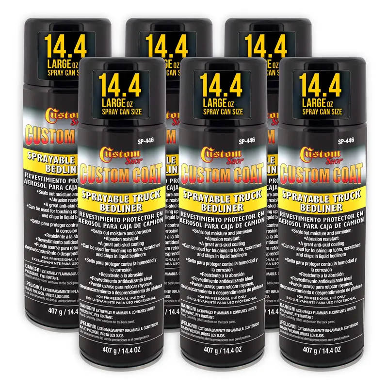 Sprayable Bedliner For Truck Beds & Touch-Ups (6 Pack) - 14.4Oz Aerosol Can, Durable, Bed Liner - Spray On Bed Liner, Black Textured Coating 1