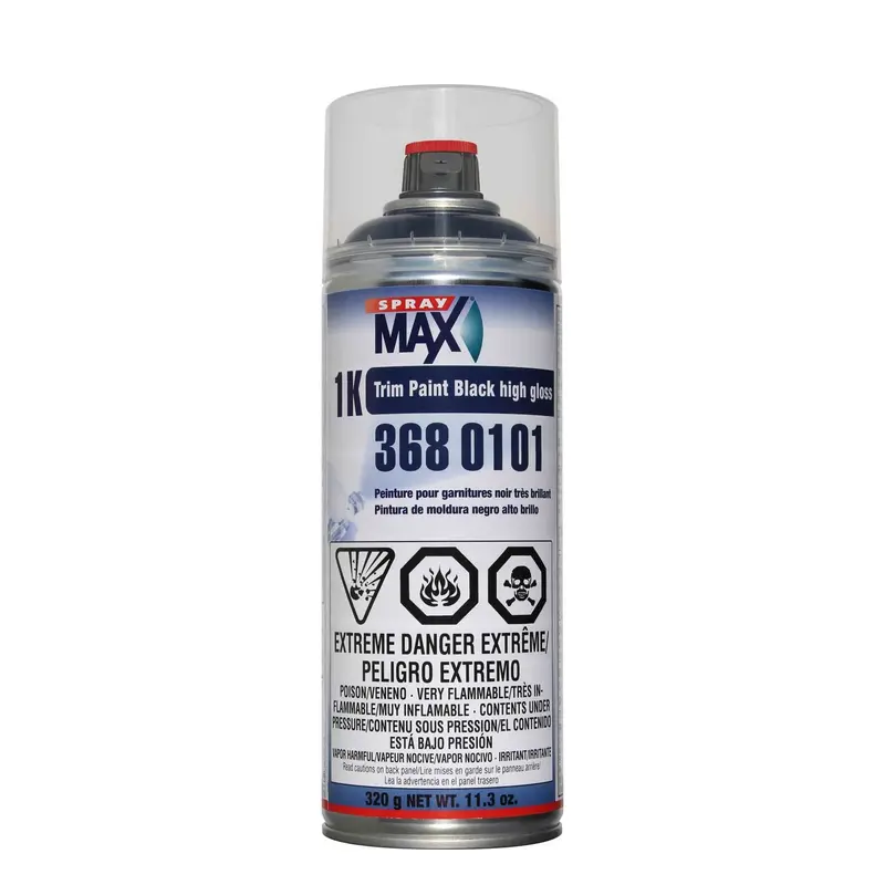 Spraymax 1K Trim Paint Black High Gloss, Aerosol, 11.3Oz 1