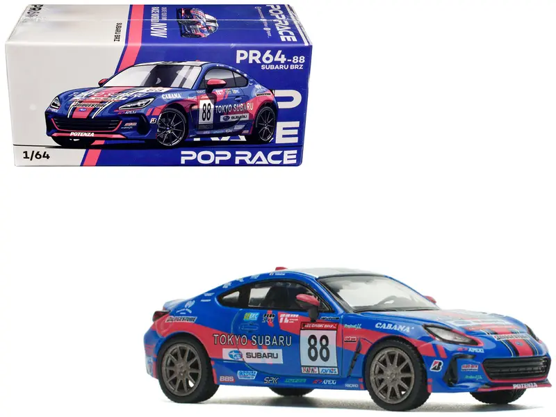 Subaru Brz #88 Blue With Graphics "Tokyo Subaru Racing" 1/64 Diecast Model Car By Pop Race 1