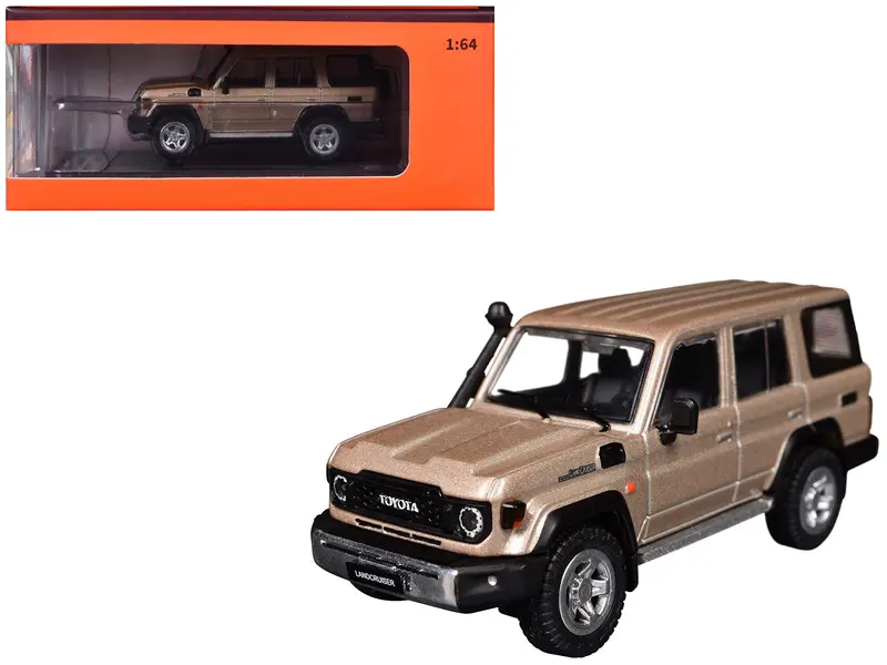 Toyota Land Cruiser (J76) Gold Metallic 1/64 Diecast Model Car By Gcd 1