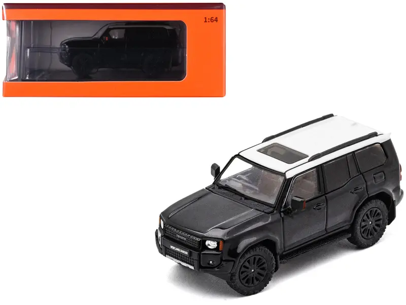 Toyota Land Cruiser Prado 250 Black With White Top 1/64 Diecast Model Car By Gcd 1