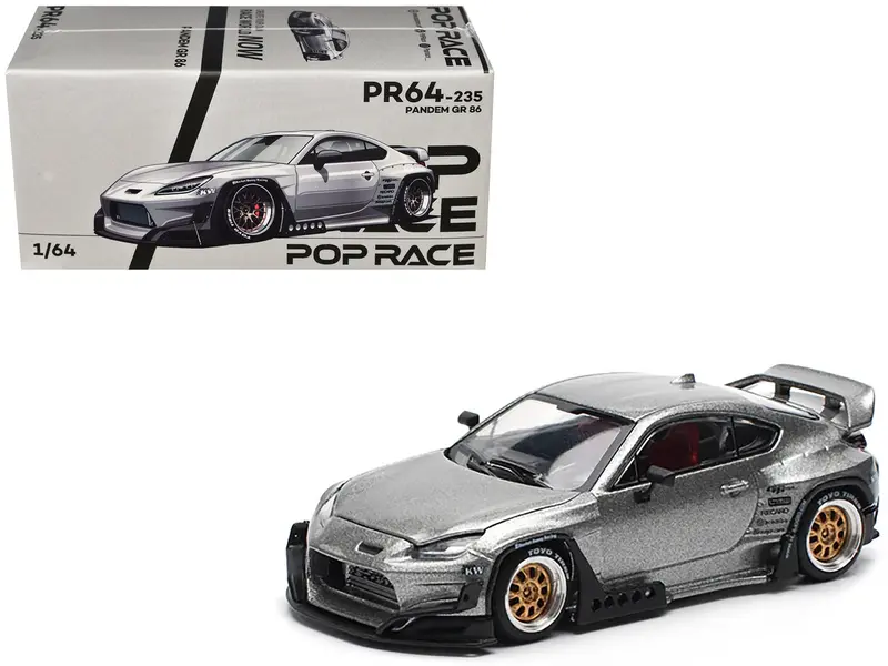 Toyota Pandem Gr86 Silver Metallic 1/64 Diecast Model Car By Pop Race 1
