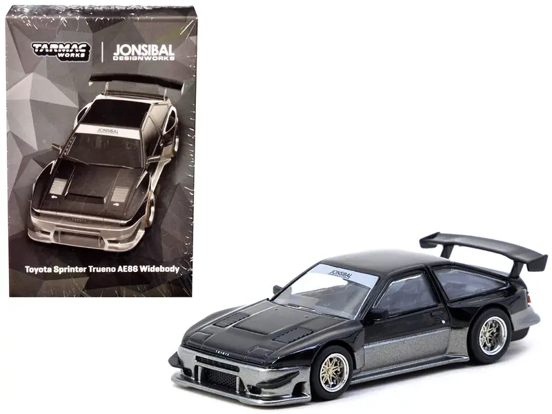 Toyota Sprinter Trueno Ae86 Widebody Rhd (Right Hand Drive) "Jonsibal Designworks" Black And Gray Metallic "Global64" Series 1/64 Diecast Model By Tarmac Works 1