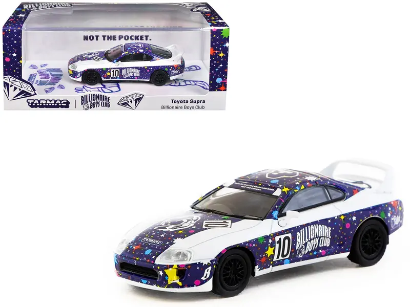 Toyota Supra Rhd (Right Hand Drive) #10 "Billionaire Boys Club" Purple And White With Graphics "Hobby64" Series 1/64 Diecast Model Car By Tarmac Works 1