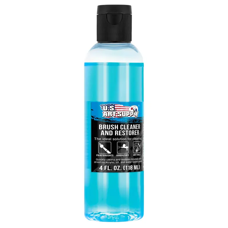 U.S. Art Supply Brush Cleaner And Restorer, 4 Oz - Cleans Paint Brushes, Airbrushes, Art Tools, Remove Dried On Acrylic Oil, Water-Based Paint Colors 1