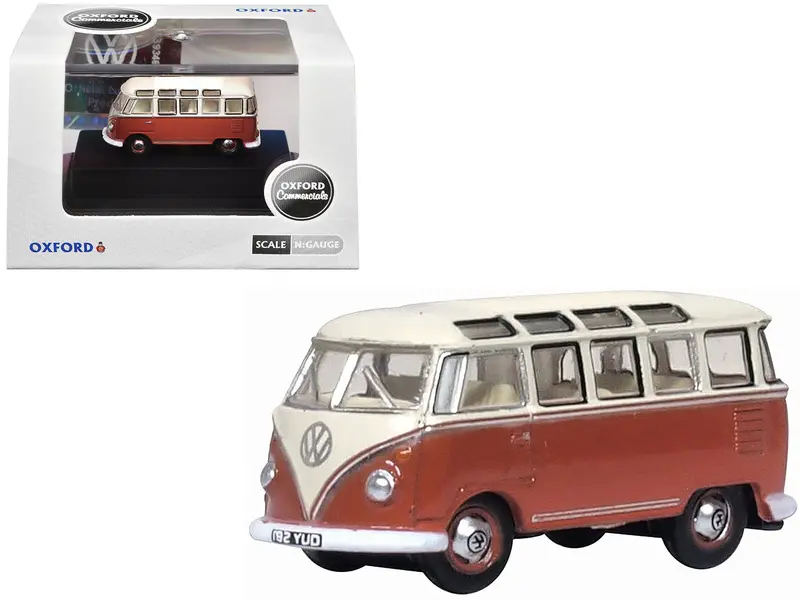 Volkswagen T1 Samba Bus Sealing Wax Red And Gray 1/148 (N) Scale Diecast Model Car By Oxford Diecast 1