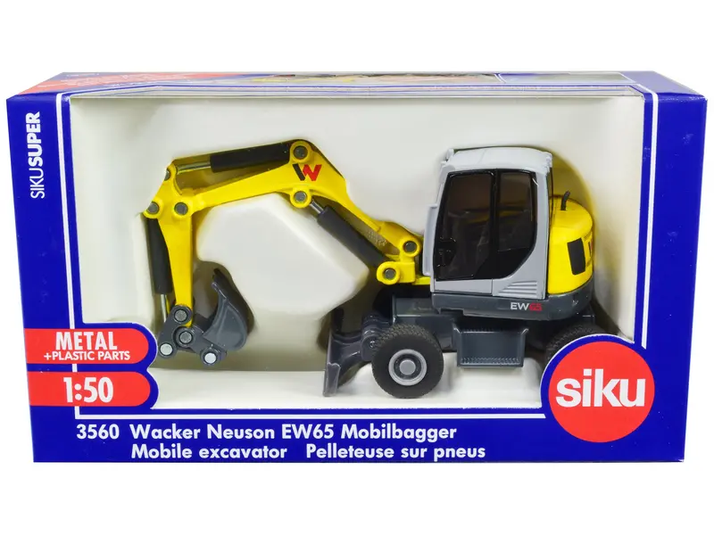 Wacker Neuson Ew65 Mobile Excavator Yellow And Gray 1/50 Diecast Model By Siku 1