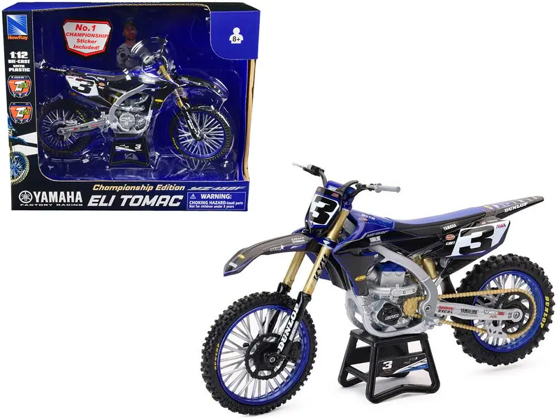 Yamaha Yz450f Championship Edition Motorcycle #3 Eli Tomac "Yamaha Factory Racing" 1/12 Diecast Model By New Ray 1