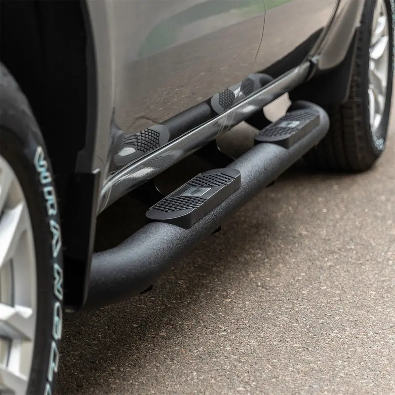Aries Al233006 Big Step 4In. Black Aluminum Round Side Bars; Select Ford Excursion; F-250; F-35 1