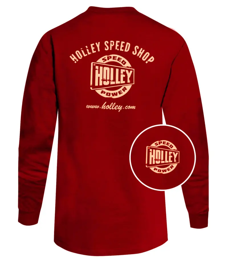 Holley 10046-Lghol Men’S Long Sleeve Red T-Shirt – Official Holley Speed Shop Apparel 1