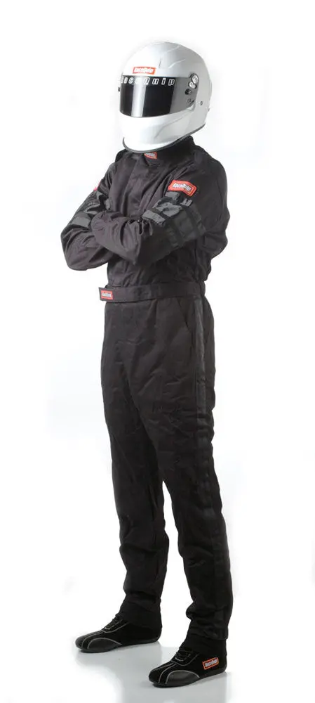 Racequip 110003 Single-Layer Black Racing Suit – Medium Fit 1