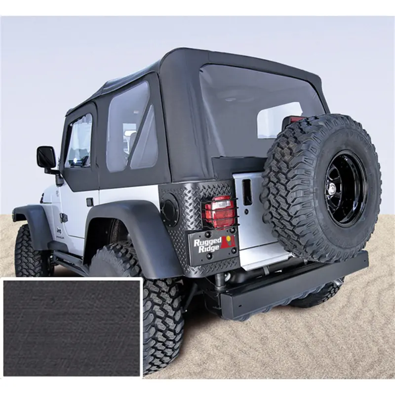 Rugged Ridge Black Denim Fabric Replacement Top With Door Skins 1