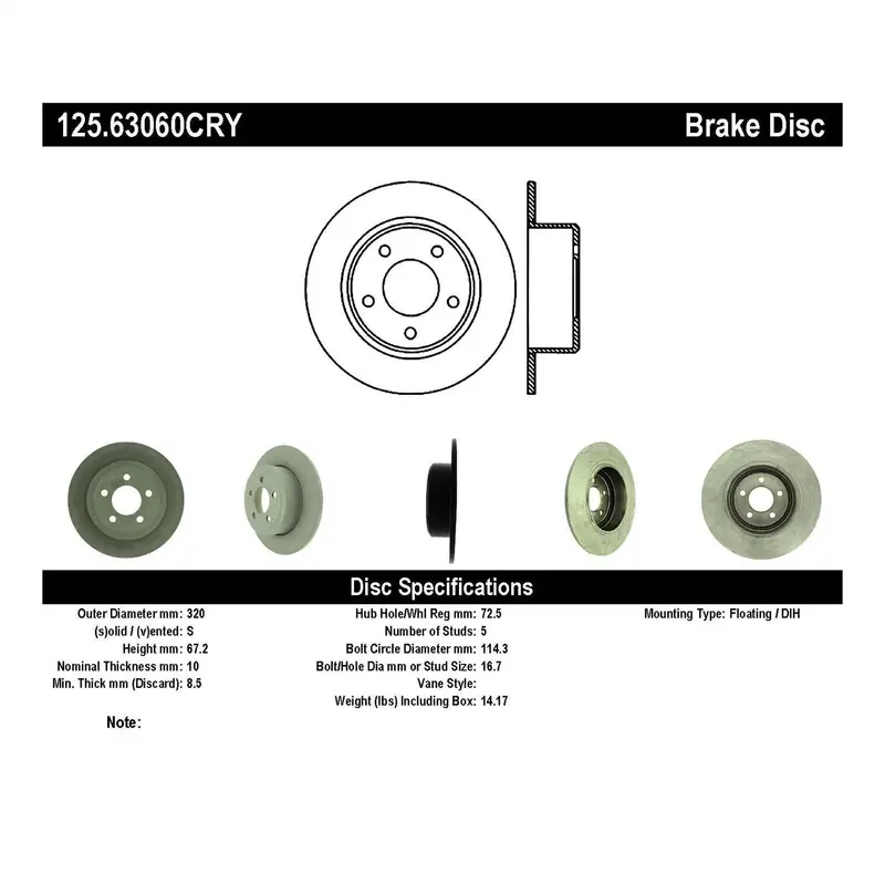 Stoptech Cryostop Premium High-Carbon Rear Brake Rotor 1